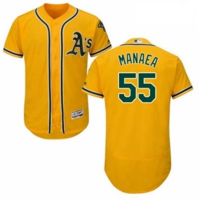 Mens Majestic Oakland Athletics 55 Sean Manaea Gold Alternate Flex Base Authentic Collection MLB Jersey