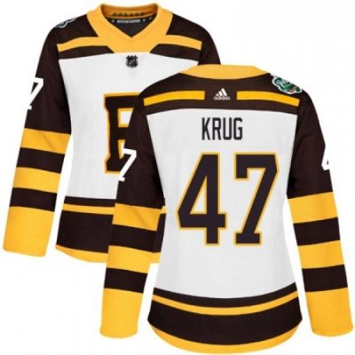 Womens Adidas Boston Bruins 47 Torey Krug Authentic White 2019 Winter Classic NHL Jersey