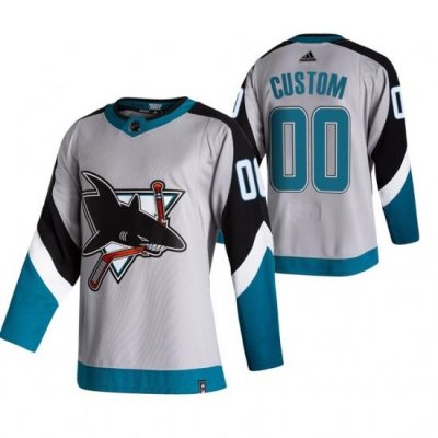 San Jose Sharks Custom Grey Men Women youth Adidas 2020 21 Reverse Retro Alternate NHL Jersey