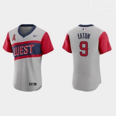 Men Los Angeles Angels 9 Adam Eaton Men Nike Gray 2021 Little League Classic Authentic MLB Jersey