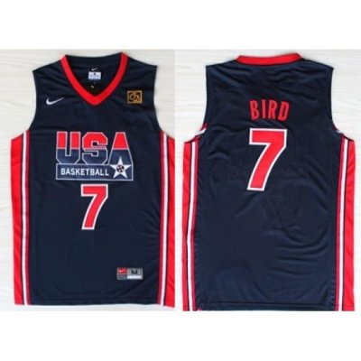 1992 Olympics Team USA 7 Larry Bird Navy Blue Swingman Jersey