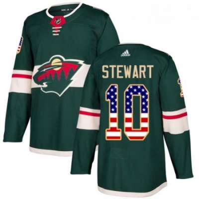 Youth Adidas Minnesota Wild 10 Chris Stewart Authentic Green USA Flag Fashion NHL Jersey