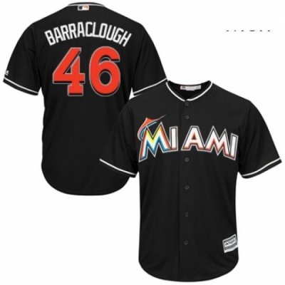 Mens Majestic Miami Marlins 46 Kyle Barraclough Replica Black Alternate 2 Cool Base MLB Jersey