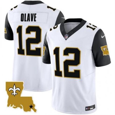 Men New Orleans Saints 12 Chris Olave White Black 2023 F U S E  1987 Legacy Vapor Stitched Jersey