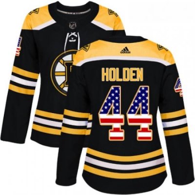 Womens Adidas Boston Bruins 44 Nick Holden Authentic Black USA Flag Fashion NHL Jersey