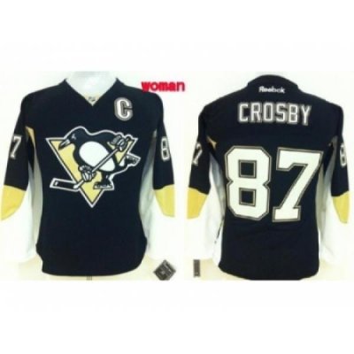 Women NHL Pittsburgh Penguins #87 Sidney Crosby black jerseys