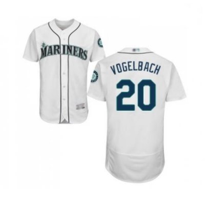 Mens Seattle Mariners 20 Dan Vogelbach White Home Flex Base Authentic Collection Baseball Jersey