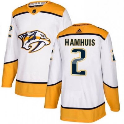 Mens Adidas Nashville Predators 2 Dan Hamhuis Authentic White Away NHL Jersey