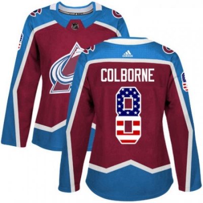 Womens Adidas Colorado Avalanche 8 Joe Colborne Authentic Burgundy Red USA Flag Fashion NHL Jersey