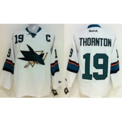 Kids San Jose Sharks 19 Joe Thornton White NHL Hockey Jersey New Style