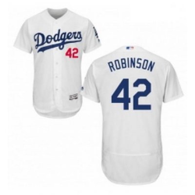 Mens Majestic Los Angeles Dodgers 42 Jackie Robinson White Home Flex Base Authentic Collection MLB Jersey