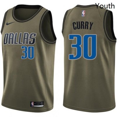 Youth Nike Dallas Mavericks 30 Seth Curry Swingman Green Salute to Service NBA Jersey