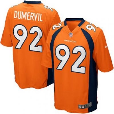 Youth Nike Denver Broncos 92# Elvis Dumervil Game Orange Color Jersey