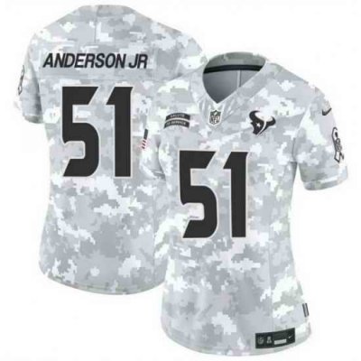 Women Houston Texans 51 Will Anderson Jr 2024 F U S E Arctic Camo Salute To Service Limited Stitched Football Jersey