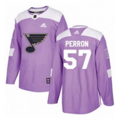 Mens Adidas St Louis Blues 57 David Perron Authentic Purple Fights Cancer Practice NHL Jersey