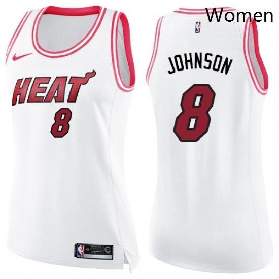 Womens Nike Miami Heat 8 Tyler Johnson Swingman WhitePink Fashion NBA Jersey