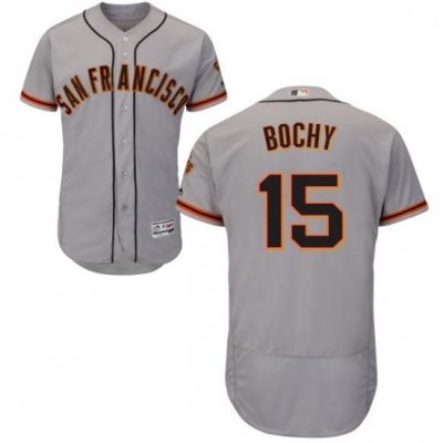 Mens Majestic San Francisco Giants 15 Bruce Bochy Grey Road Flex Base Authentic Collection MLB Jersey