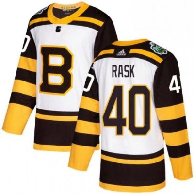 Mens Adidas Boston Bruins 40 Tuukka Rask Authentic White 2019 Winter Classic NHL Jersey