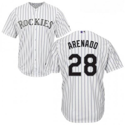 Youth Majestic Colorado Rockies 28 Nolan Arenado Replica White Home Cool Base MLB Jersey