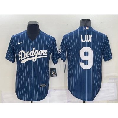 Men Los Angeles Dodgers 9 Gavin Lux Navy Cool Base Stitched Jersey