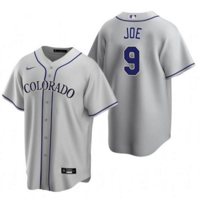 Men Colorado Rockies 9 Connor Joe Grey Stitched Baseball Jerse