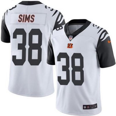 Nike Bengals 38 LeShaun Sims White Men Stitched NFL Limited Rush Jersey