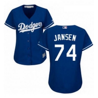 Womens Majestic Los Angeles Dodgers 74 Kenley Jansen Replica Royal Blue Alternate Cool Base MLB Jersey