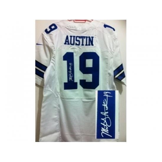 Nike Dallas Cowboys 19 Miles Austin White Elite Signed NFL Jersey