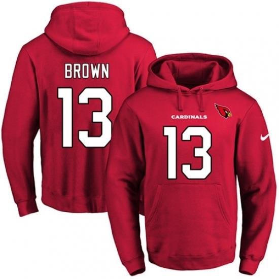 NFL Men Nike Arizona Cardinals 13 Jaron Brown Red Name Number Pullover Hoodie