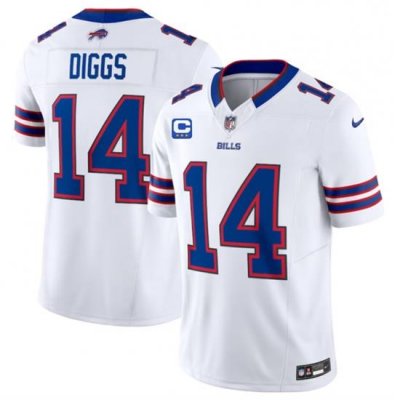 Men Buffalo Bills 14 Stefon Diggs White 2023 F U S E  With 3 Star C Patch Vapor Untouchable Limited Stitched Jersey