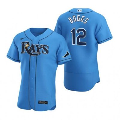 Men Tampa Bay Rays 12 Wade Boggs Men Nike Light Blue Alternate 2020 Flex Base Player MLB Jersey