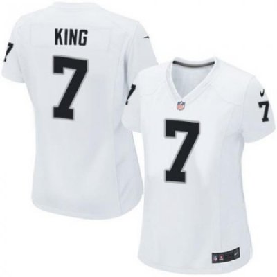 Oakland Raiders #7 Marquette King Women White Jersey