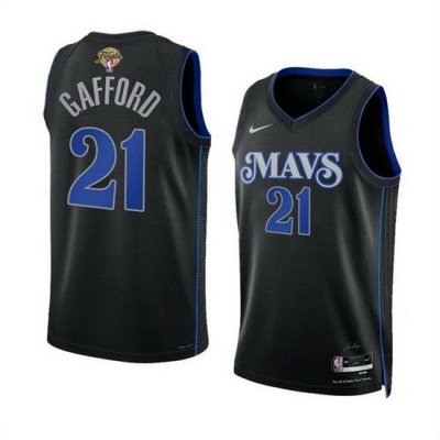 Men Dallas Mavericks 21 Daniel Gafford Black 2024 Finals City Edition Stitched Basketball Jersey