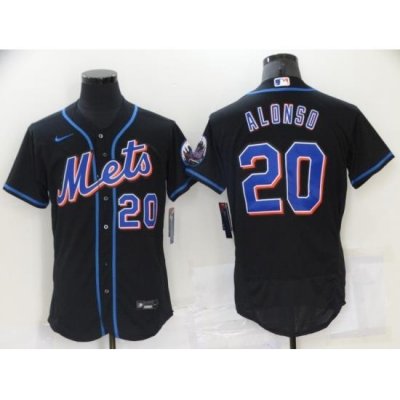 Men Nike NeW York Mets 20 Pete Alonso Black Elite Jersey