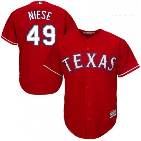 Mens Majestic Texas Rangers 49 Jon Niese Replica Red Alternate Cool Base MLB Jersey