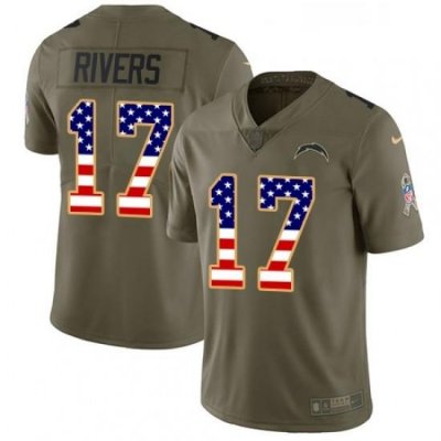 Youth Nike Los Angeles Chargers 17 Philip Rivers Limited OliveUSA Flag 2017 Salute to Service NFL Jersey