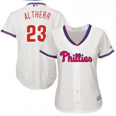 Womens Majestic Philadelphia Phillies 23 Aaron Altherr Authentic Cream Alternate Cool Base MLB Jersey