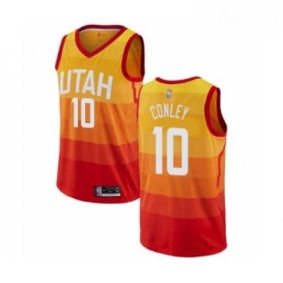 Mens Utah Jazz 10 Mike Conley Authentic Orange Basketball Jersey City Edition