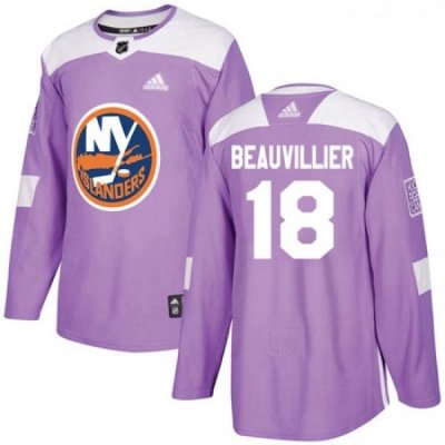 Youth Adidas New York Islanders 18 Anthony Beauvillier Authentic Purple Fights Cancer Practice NHL Jersey