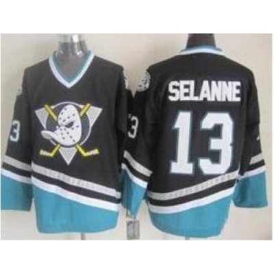 Anaheim Ducks 13 Teemu Selanne Black NHL Hockey Jersey