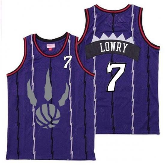 Raptors 7 Kyle Lowry Purple Gray Logo Retro Jersey 7