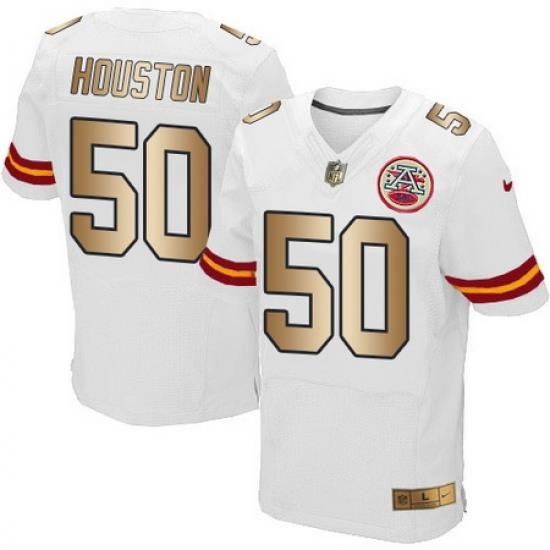 Nike Chiefs #50 Justin Houston White Mens Stitched NFL Elite Gold Jersey