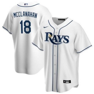 Men Tampa Bay Rays 18 Shane McClanahan White Cool Base Stitched Baseball Jersey