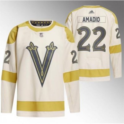 Men Vegas Golden Knights 22 Michael Amadio Cream 2024 Winter Classic Breakaway Stitched Jersey