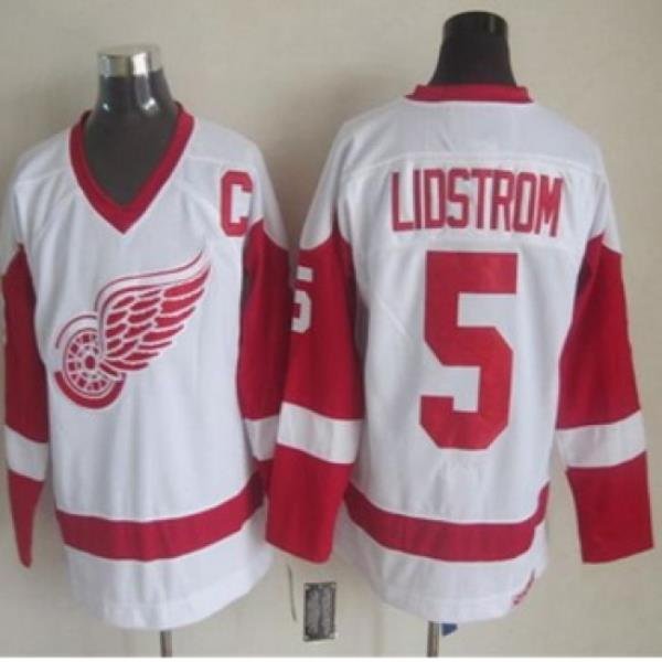 Detroit Red Wings #5 Nicklas Lidstrom White CCM Throwback Stitched NHL Jersey