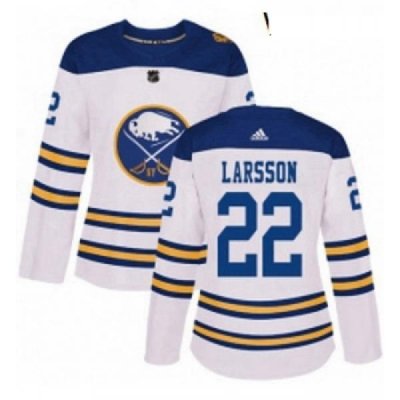 Womens Adidas Buffalo Sabres 22 Johan Larsson Authentic White 2018 Winter Classic NHL Jersey