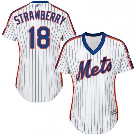 Womens Majestic New York Mets 18 Darryl Strawberry Authentic White Alternate Cool Base MLB Jersey