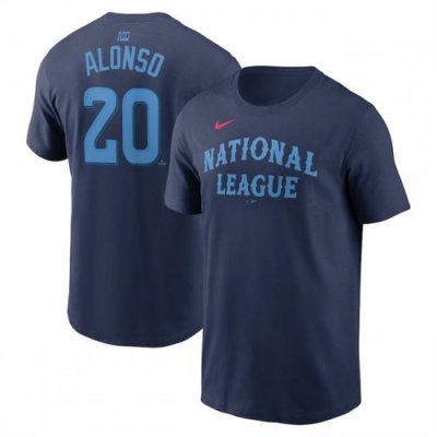 Men National League 20 Pete Alonso Navy 2024 All Star Name  26 Number T Shirt