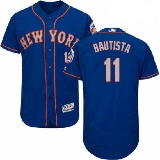 Mens Majestic New York Mets 11 Jose Bautista RoyalGray Alternate Flex Base Authentic Collection MLB Jersey