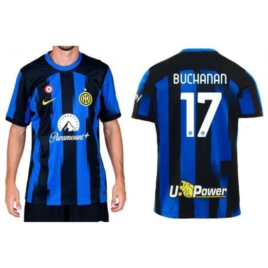 Men Inter Milan soccer #17 Tajon Buchanan Blue Jersey